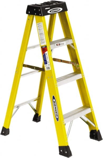 3-Step Fiberglass Step Ladder: Type IA, 300 lb Capacity, 4' High MPN:6104