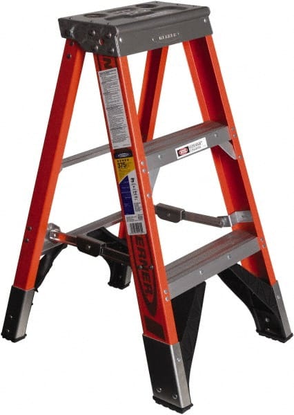 2-Step Fiberglass Step Ladder: Type IAA, 375 lb Capacity, 3' High MPN:7403