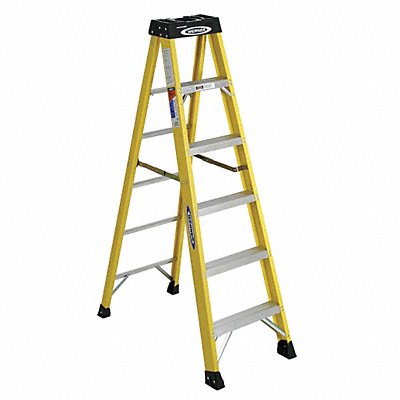 Stepladder Fiberglass 6 ft H 300 lb Cap MPN:6106