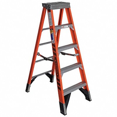 Stepladder Fiberglass 5 ft H 375 lb Cap MPN:7405