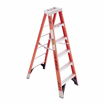 Stepladder Fiberglass 6 ft H 375 lb Cap MPN:7406