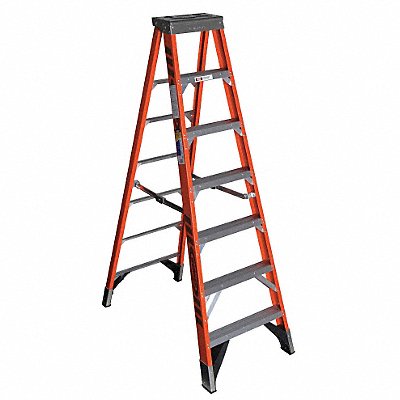 Stepladder Fiberglass 7 ft H 375 lb Cap MPN:7407