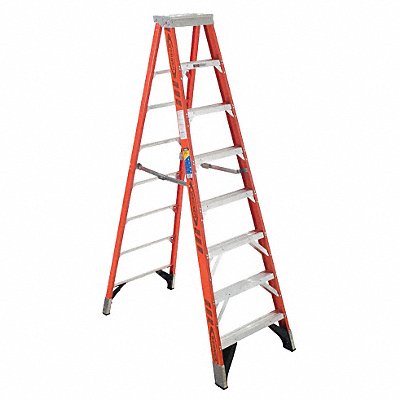 Stepladder Fiberglass 8 ft H 375 lb Cap MPN:7408