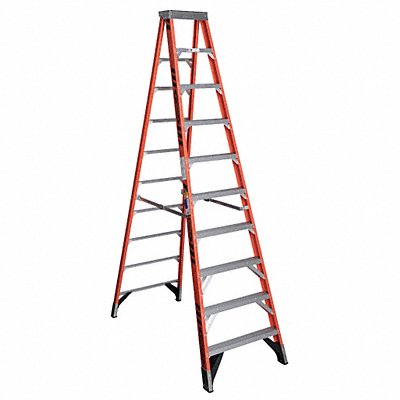 Stepladder Fiberglass 10 ft H 375 lb Cap MPN:7410