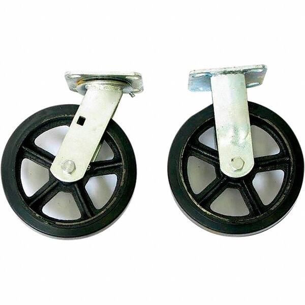 Rigid & Swivel Top Plate Caster: Mold on Rubber, 8