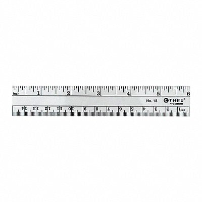 Ruler Plastic Lined 16ths 6in Transparnt MPN:18