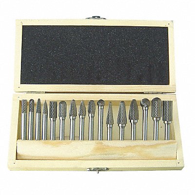 Carbide Bur Set Single Cut 1/4 16pcs MPN:2LYR9