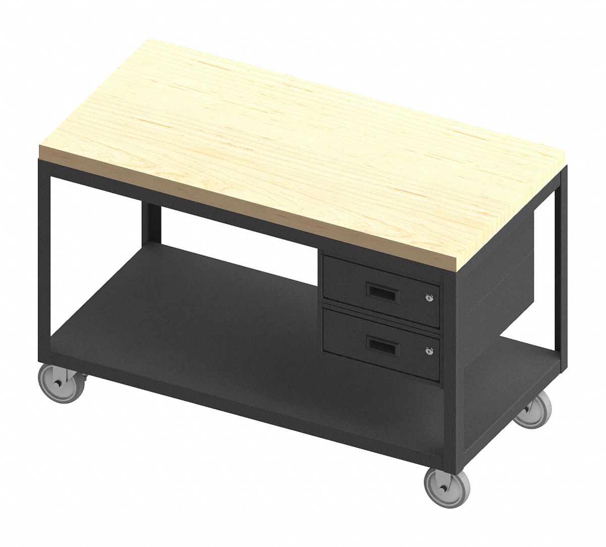 Mobile Wrkbnch Butcher Block 36 W 24 D MPN:HMT-2436-2-MT-2DR-95W