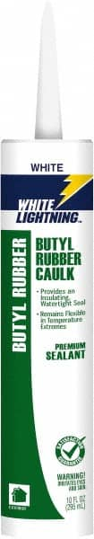 Caulk: 10 oz Cartridge, White, Butyl Rubber MPN:W43400010