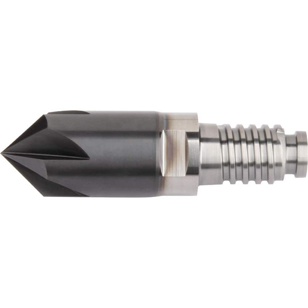 Corner Radius & Corner Chamfer End Mill Heads, Chamfer Width (Decimal Inch): 0.075 , Chamfer Angle: 45.000 , Number Of Flutes: 4 , Coating/Finish: AlTiN  MPN:6127318