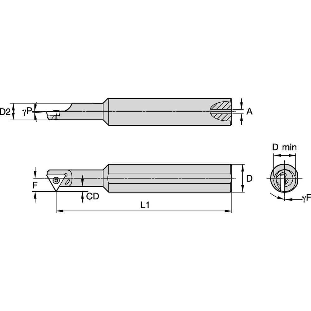 Indexable Boring Bars, Minimum Bore Diameter (Decimal Inch): 0.4780 , Maximum Bore Depth (Decimal Inch): 1.1250 , Maximum Bore Depth (Inch): 1-1/8  MPN:2825693