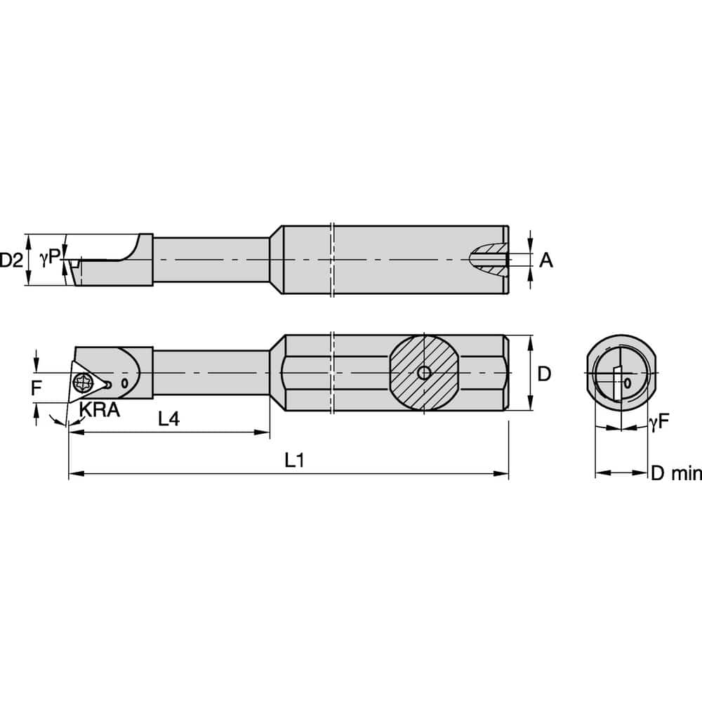 Indexable Boring Bars, Minimum Bore Diameter (Decimal Inch): 0.3580 , Maximum Bore Depth (Decimal Inch): 1.5000 , Maximum Bore Depth (Inch): 1-1/2  MPN:2830189