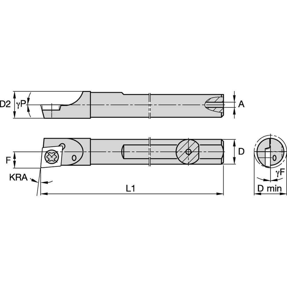 Indexable Boring Bars, Minimum Bore Diameter (Decimal Inch): 0.1800 , Maximum Bore Depth (Decimal Inch): 0.5000 , Maximum Bore Depth (Inch): 1/2  MPN:2832365