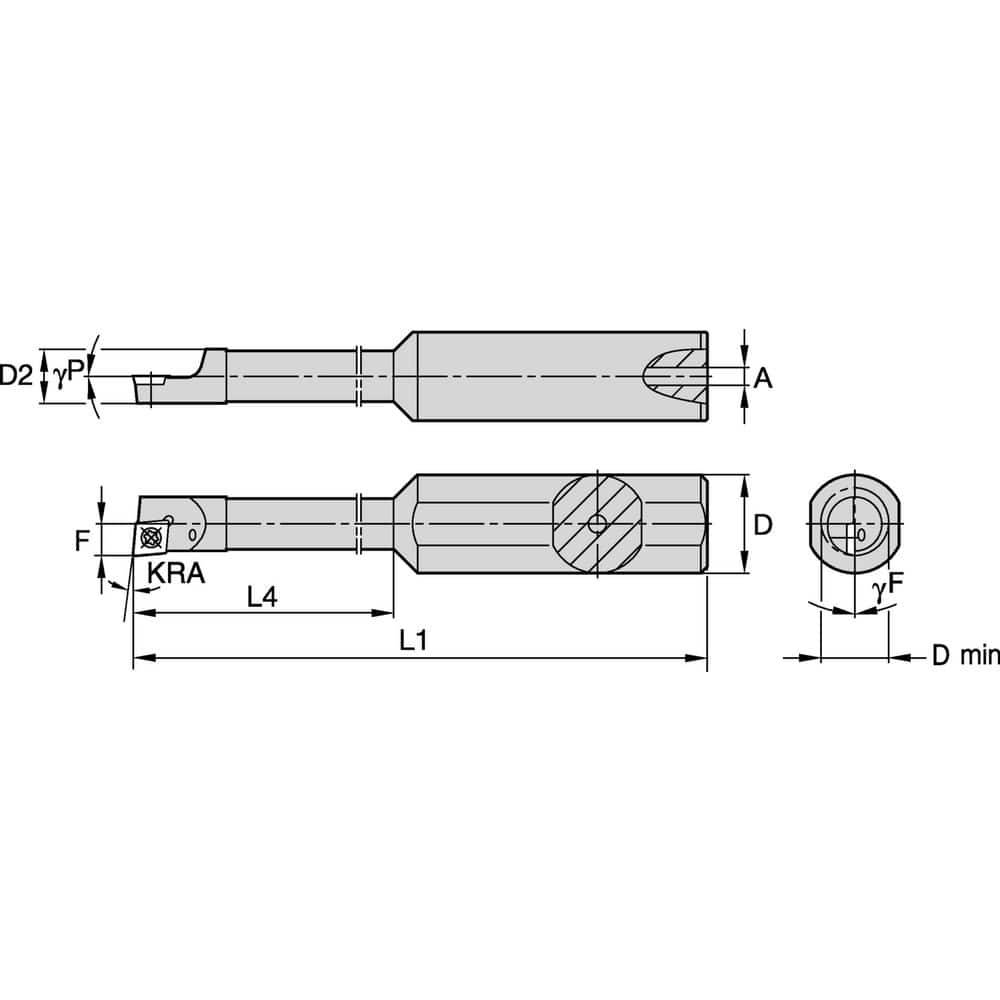 Indexable Boring Bars, Minimum Bore Diameter (Decimal Inch): 0.2850 , Maximum Bore Depth (Decimal Inch): 0.7500 , Maximum Bore Depth (Inch): 3/4  MPN:2832414