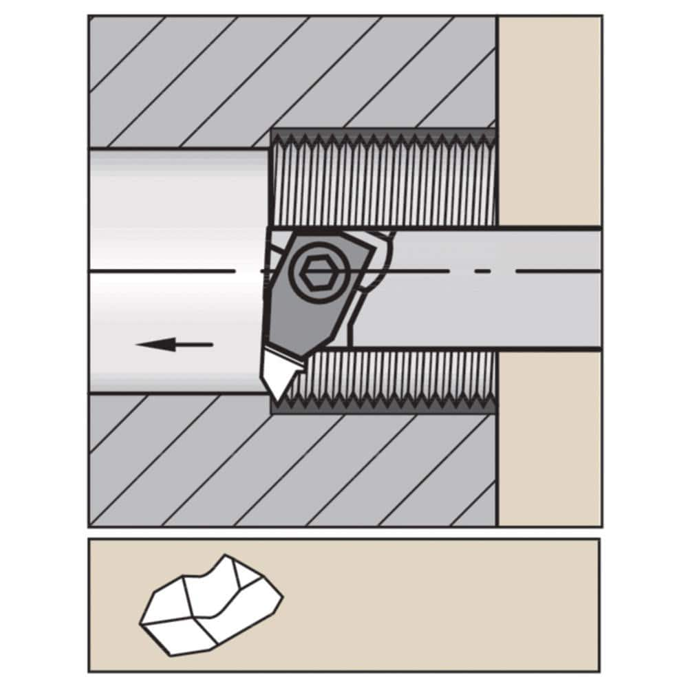 Indexable Threading Toolholders, Thread Type: Internal , Hand of Holder: Right Hand , Compatible Insert Size Code: 1 , Shank Width/Diameter (mm): 12.00  MPN:3641647