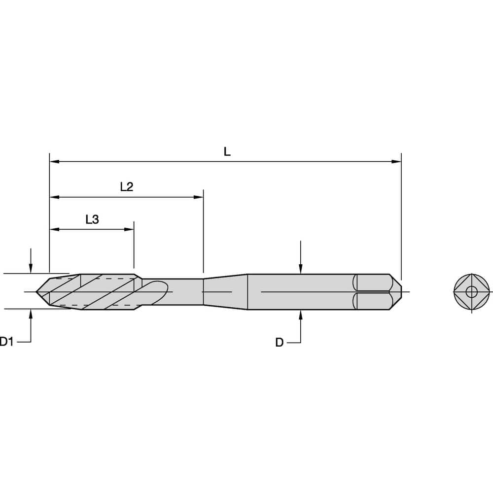 Spiral Flute Tap: M8x1.25 Metric, 3 Flutes, Plug, 6H Class of Fit, High Speed Steel, TiN Coated MPN:2746248
