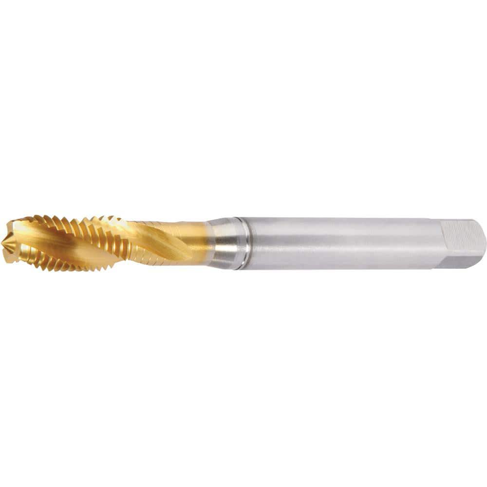 Spiral Flute Tap: M12x1.5 Metric, 3 Flutes, Modified Bottoming, 6H Class of Fit, Powdered Metal, TiN Coated MPN:4152713