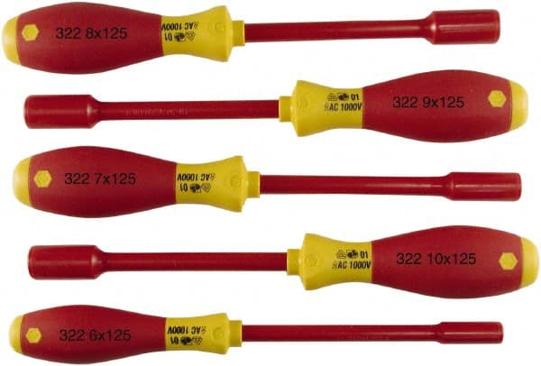 Nut Driver Set: 5 Pc, 6 to 10 mm, Ergonomic Handle MPN:32291