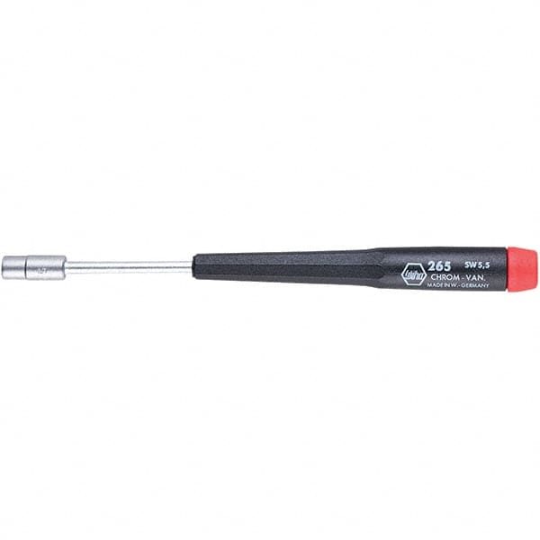 Precision Nut Driver: Solid Shaft, Cushion Grip Handle, 6-11/16