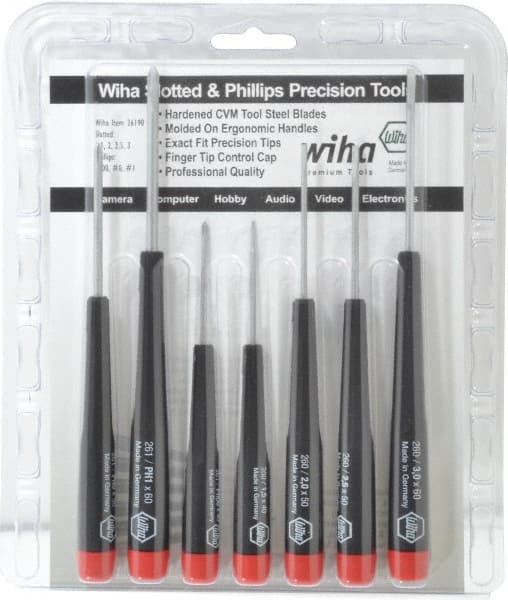 Screwdriver Set: 7 Pc, Phillips & Slotted MPN:26197