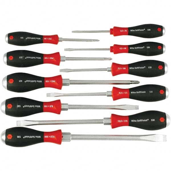 Screwdriver Set: 10 Pc, Phillips & Slotted MPN:53099