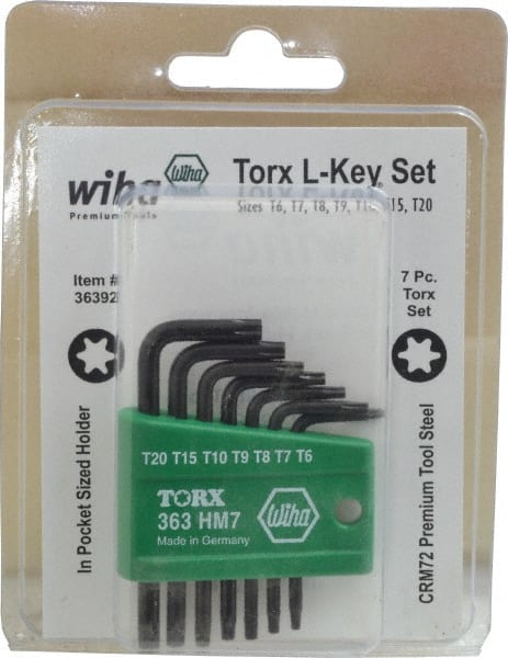 Torx Key Set: 7 Pc, L-Handle, T6 to T20 MPN:36392