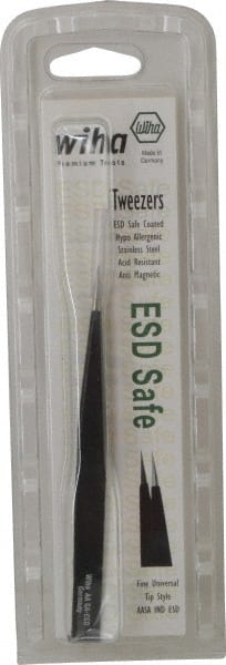 ESD Safe Tweezer: AA-SA, Stainless Steel, Universal Fine Point Tip, 5-1/8