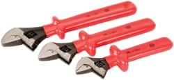 Insulated Adjustable Wrench Set: 3 Pc, 10