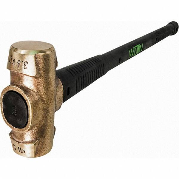Non-Sparking Hammers, Tool Type: Brass Hammer , Head Material: Brass , Handle Material: Steel w/Grip , Head Weight Range: 6 - 9.9 lbs.  MPN:90830
