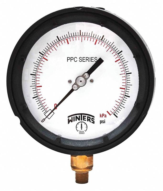 Gauge 4-1/2 Dial Size MNPT Connection MPN:PPC5080WBW