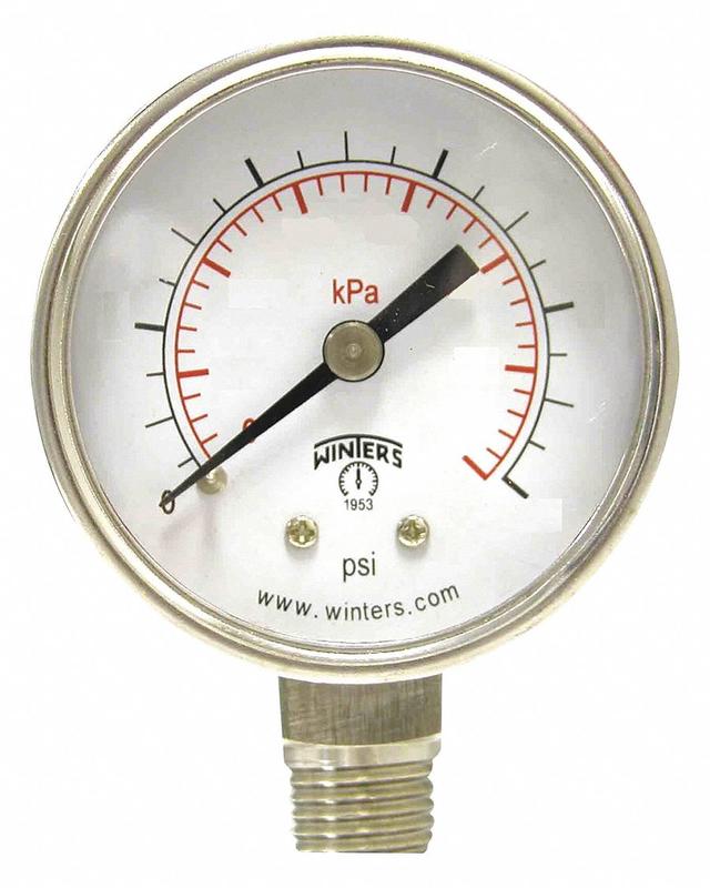 Pressure Gauge 1-1/2 Dial Size Silver MPN:PRL038