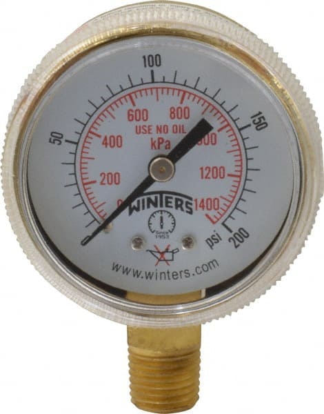 1/4 Inch NPT, 3,000 Max psi, Brass Case Cylinder Pressure Gauge MPN:PWL2732