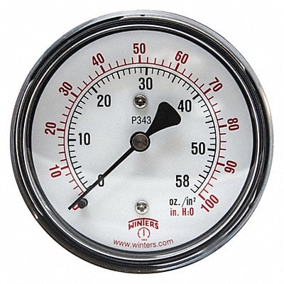 K4544 Pressure Gauge 2-1/2 Dial Size Black MPN:PLP343