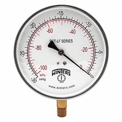 Gauge Pressure 4-1/2in 30in Hg Vac to 0 MPN:PCT320LF