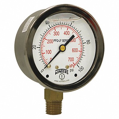 J1382 Gauge Pressure 0 to 100 psi 2-1/2 in MPN:PFQ804LF