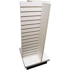 Slatwall 4-Way Display Fixture-White with Spinner Base and Casters RTA-DS-4W-White