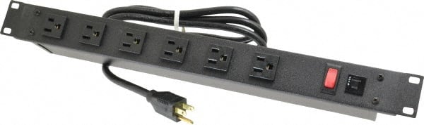 6 Outlets, 120 Volts, 15 Amps, 6' Cord, Power Outlet Strip MPN:J60BOB