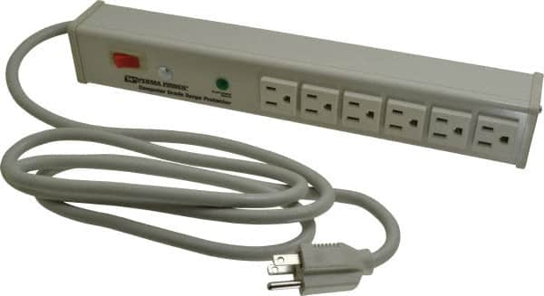 6 Outlets, 120 Volts, 15 Amps, 6' Cord, Power Outlet Strip MPN:M6BZ