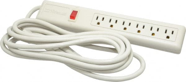 6 Outlets, 120 Volts, 15 Amps, 15' Cord, Power Outlet Strip MPN:P6-15