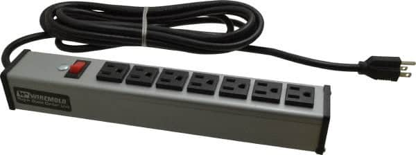 7 Outlets, 120 Volts, 15 Amps, 15' Cord, Power Outlet Strip MPN:UL204BD