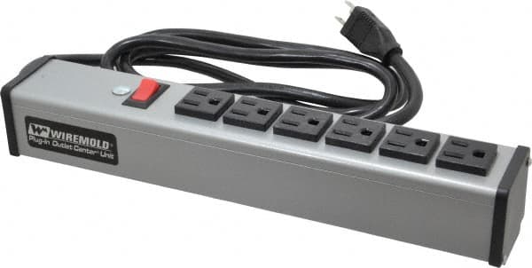 6 Outlets, 120 Volts, 15 Amps, 6' Cord, Power Outlet Strip MPN:UL207BC