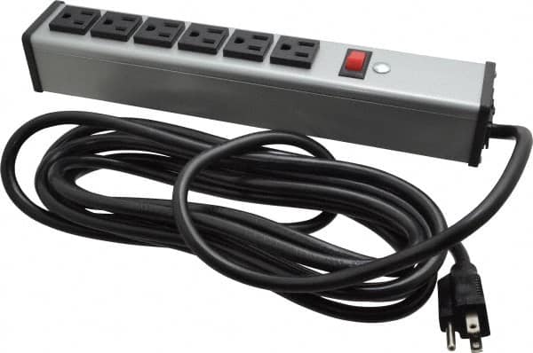 6 Outlets, 120 Volts, 15 Amps, 15' Cord, Power Outlet Strip MPN:UL207BD