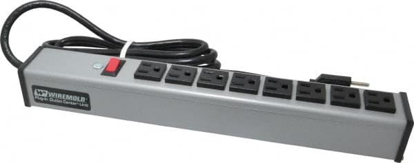 8 Outlets, 120 Volts, 15 Amps, 6' Cord, Power Outlet Strip MPN:UL218BC