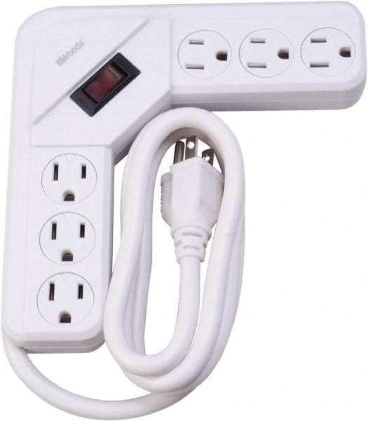 6 Outlets, 125 Volts, 15 Amps, 4' Cord, Power Outlet Strip MPN:41378