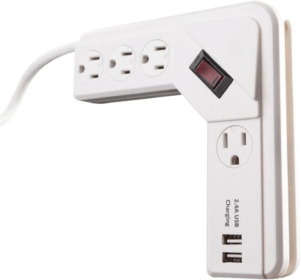 4 Outlets, 125 Volts, 15 Amps, 4' Cord, Power Outlet Strip MPN:41379