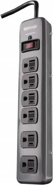 6 Outlets, 125 Volts, 15 Amps, 3' Cord, Power Outlet Strip MPN:41546