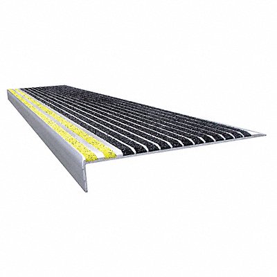 Stair Tread Blk/Ylw 36in W Extruded Alum MPN:500BY3