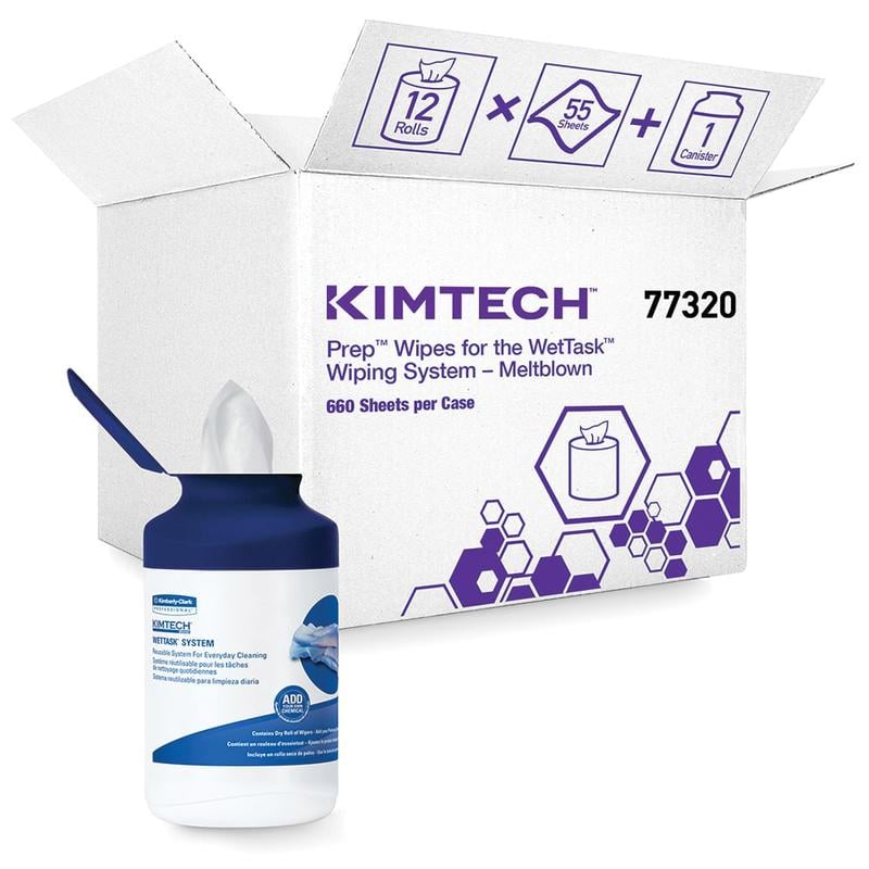 CriticalClean WetTask Wipers for Bleach, Disinfectants, & Sanitizers, Center-Pull Roll, Canister Included MPN:77320