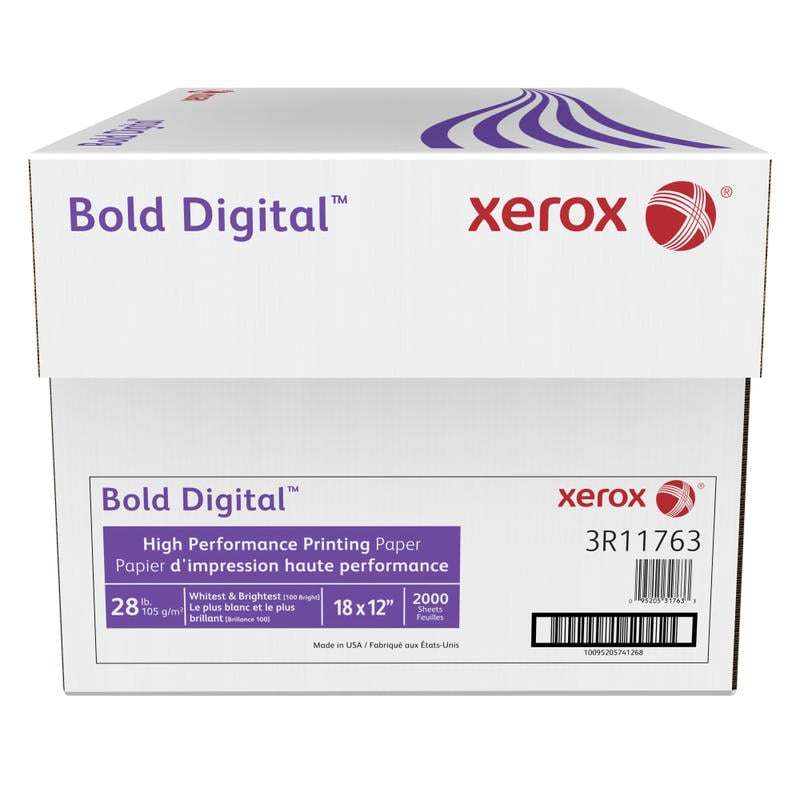 Xerox Bold Digital Printing Paper, Tabloid Extra Size (18in x 12in), 100 (U.S.) Brightness, 28 Lb, FSC Certified, 500 Sheets Per Ream, Case Of 4 Reams MPN:3R11763-CS