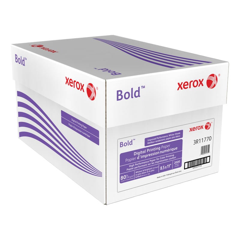 Xerox Bold Digital Printing Paper, 8 Reams, Letter Size (8 1/2in x 11in), 100 (U.S.) Brightness, 80 Lb, Cover, FSC Certified, 250 Sheets Per Ream MPN:3R11770-CS